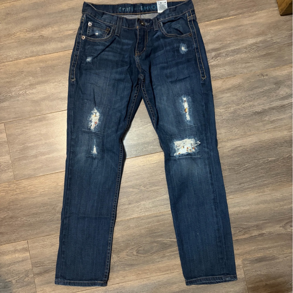 Womens Distressed Blue Jeans